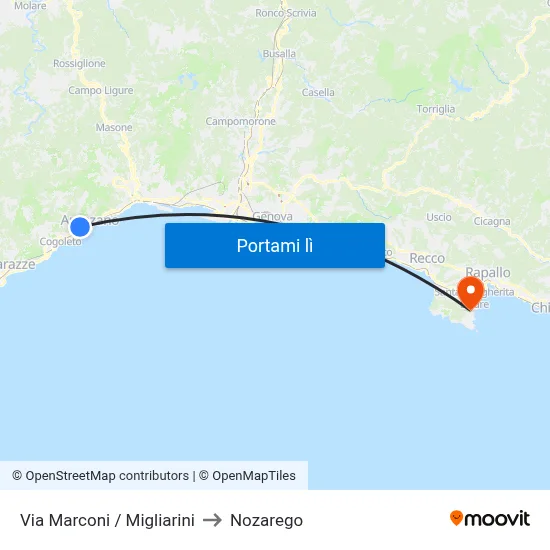 Via Marconi / Migliarini to Nozarego map