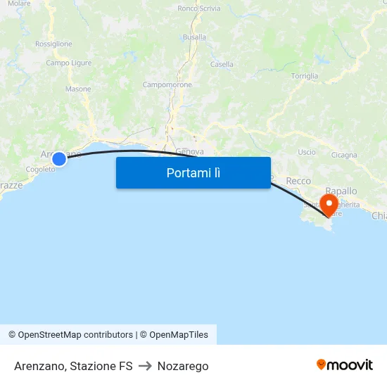 Arenzano, Stazione FS to Nozarego map