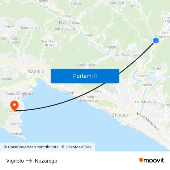 Vignolo to Nozarego map