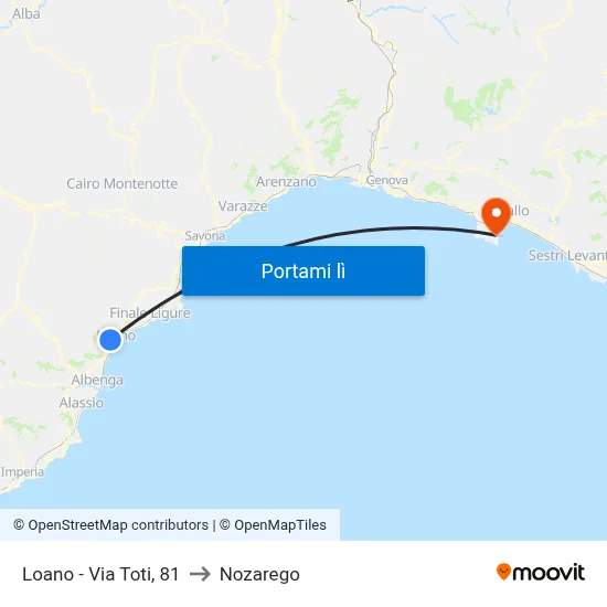 Loano - Via Toti, 81 to Nozarego map