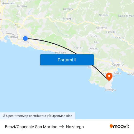 Benzi/Ospedale San Martino to Nozarego map