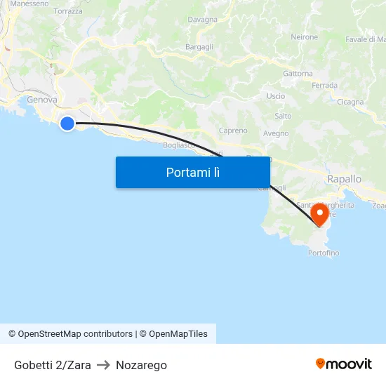 Gobetti 2/Zara to Nozarego map