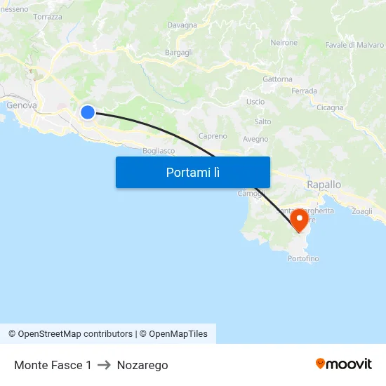 Monte Fasce 1 to Nozarego map
