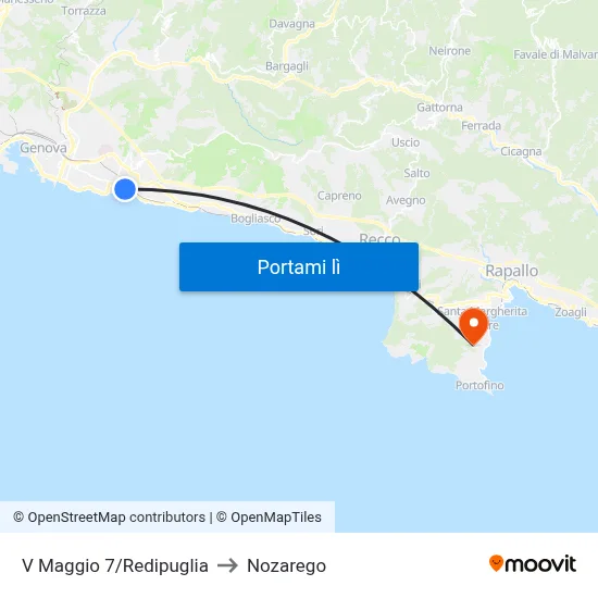 V Maggio 7/Redipuglia to Nozarego map