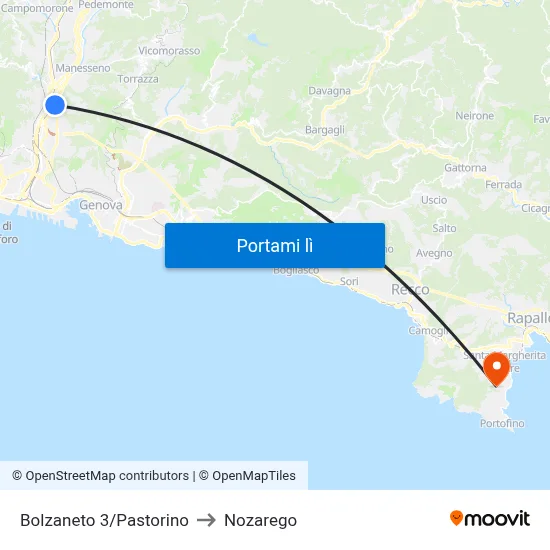 Bolzaneto 3/Pastorino to Nozarego map