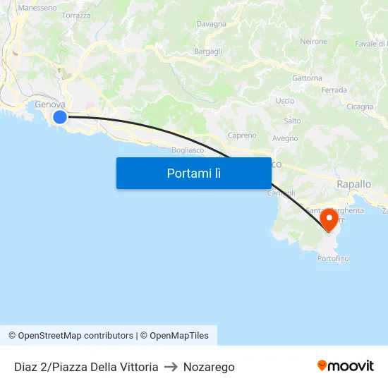 Diaz 2/Piazza Della Vittoria to Nozarego map