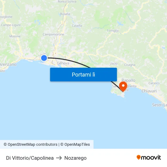 Di Vittorio/Capolinea to Nozarego map
