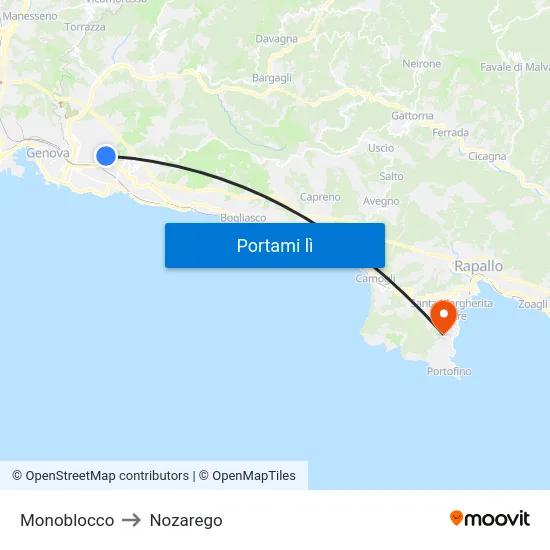 Monoblocco to Nozarego map