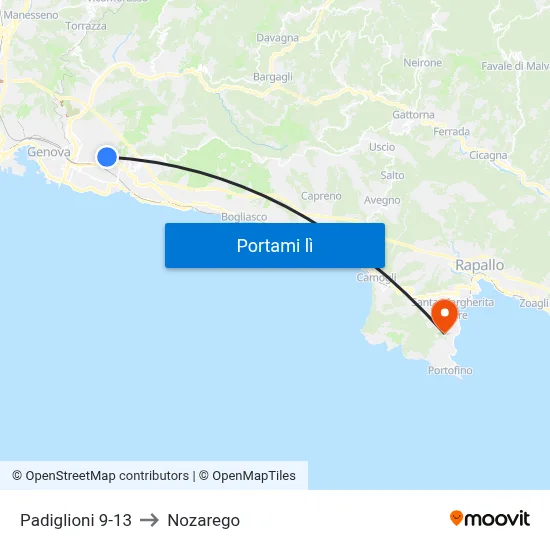 Padiglioni 9-13 to Nozarego map