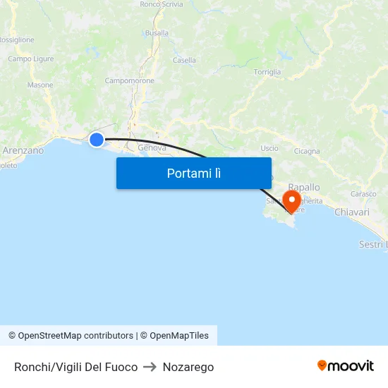 Ronchi/Vigili Del Fuoco to Nozarego map