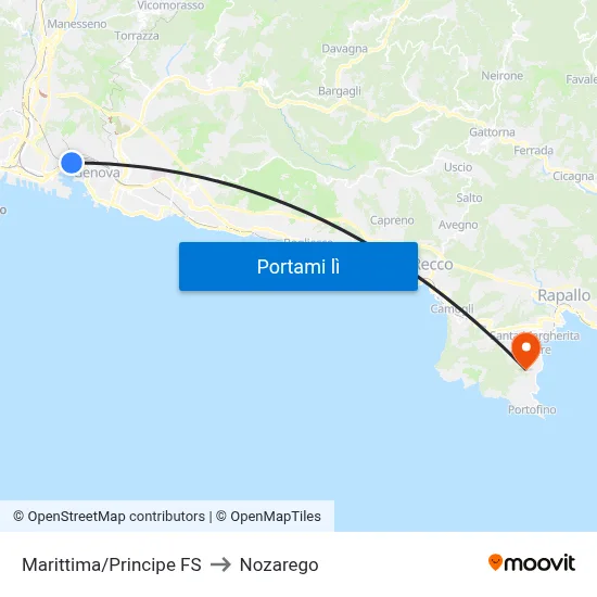 Marittima/Principe FS to Nozarego map