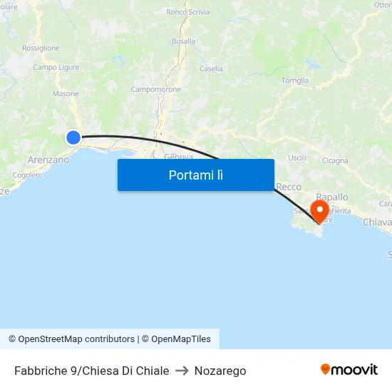 Fabbriche 9/Chiesa Di Chiale to Nozarego map