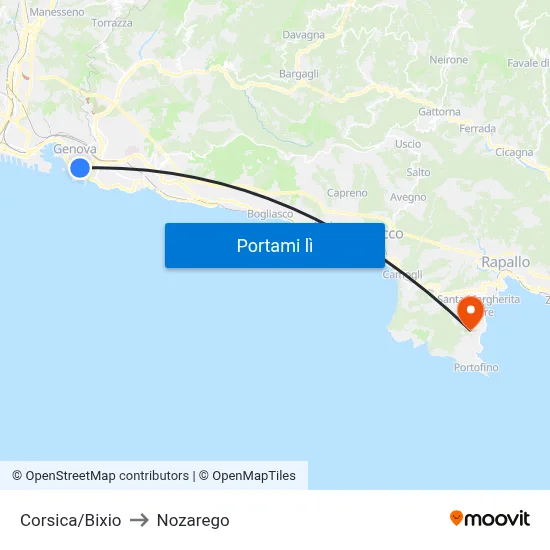 Corsica/Bixio to Nozarego map