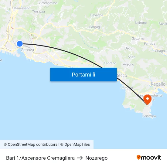 Bari 1/Ascensore Cremagliera to Nozarego map