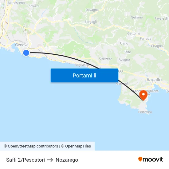 Saffi 2/Pescatori to Nozarego map