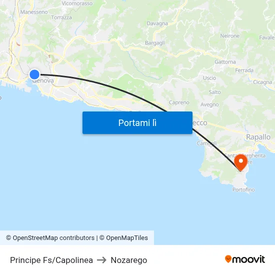 Principe Fs/Capolinea to Nozarego map