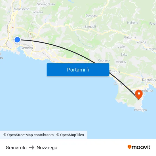 Granarolo to Nozarego map