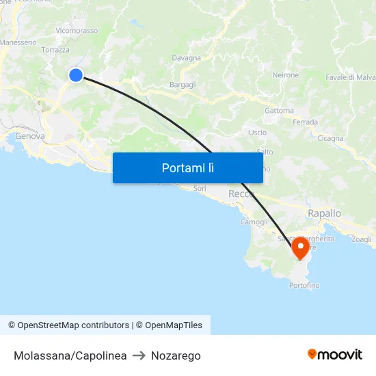 Molassana/Capolinea to Nozarego map