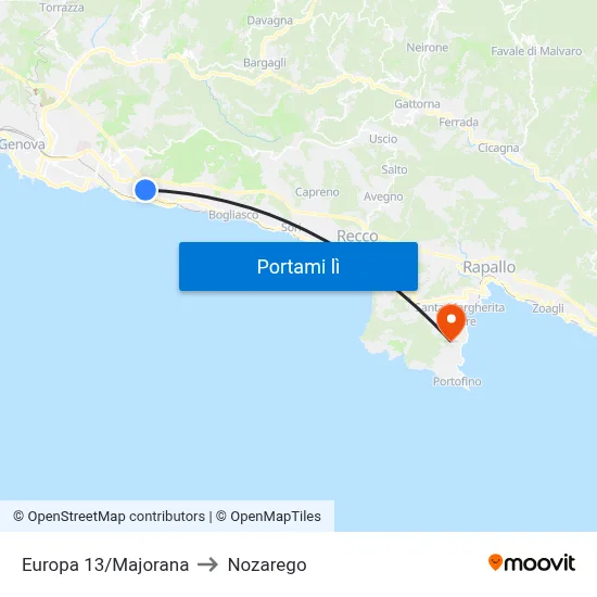 Europa 13/Majorana to Nozarego map