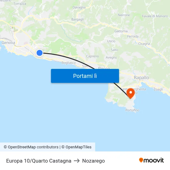 Europa 10/Quarto Castagna to Nozarego map
