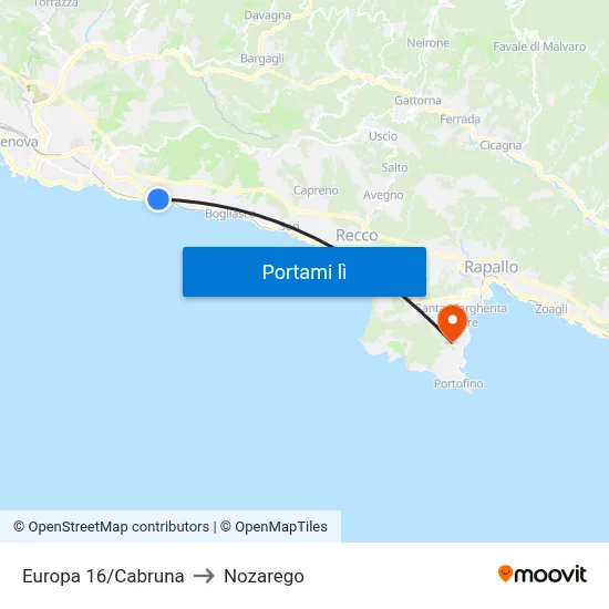 Europa 16/Cabruna to Nozarego map