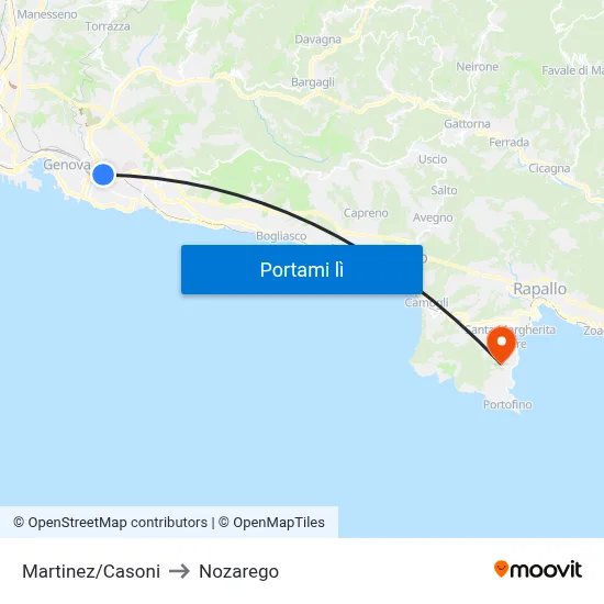 Martinez/Casoni to Nozarego map