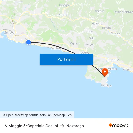V Maggio 5/Ospedale Gaslini to Nozarego map