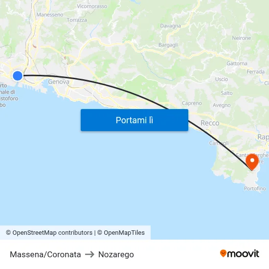 Massena/Coronata to Nozarego map