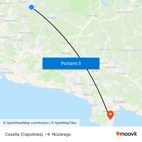 Casella (Capolinea) to Nozarego map