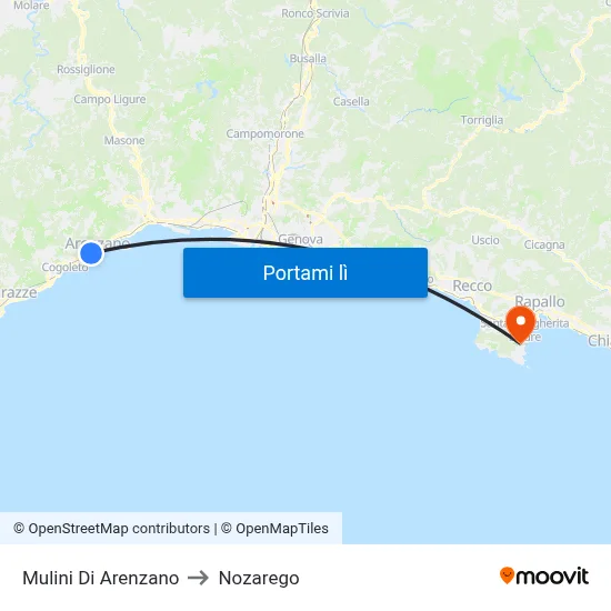 Mulini Di Arenzano to Nozarego map
