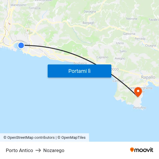Porto Antico to Nozarego map