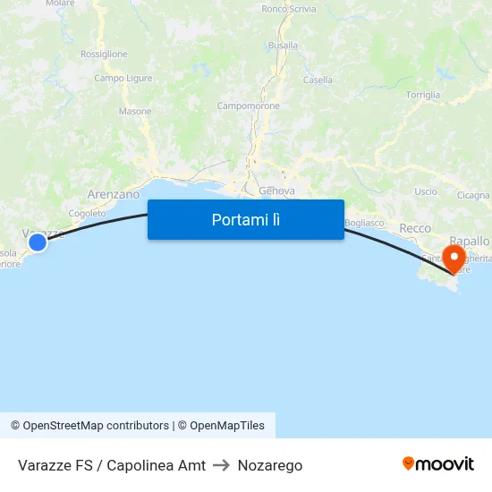 Varazze FS / Capolinea Amt to Nozarego map