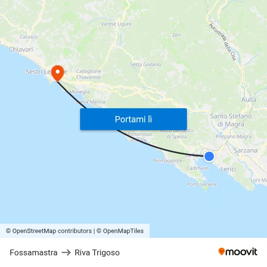Fossamastra to Riva Trigoso map