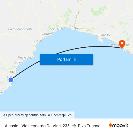 Alassio - Via Leonardo Da Vinci 235 to Riva Trigoso map