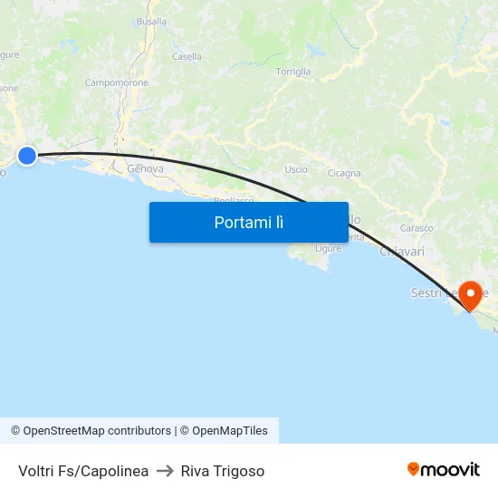Voltri Fs/Capolinea to Riva Trigoso map