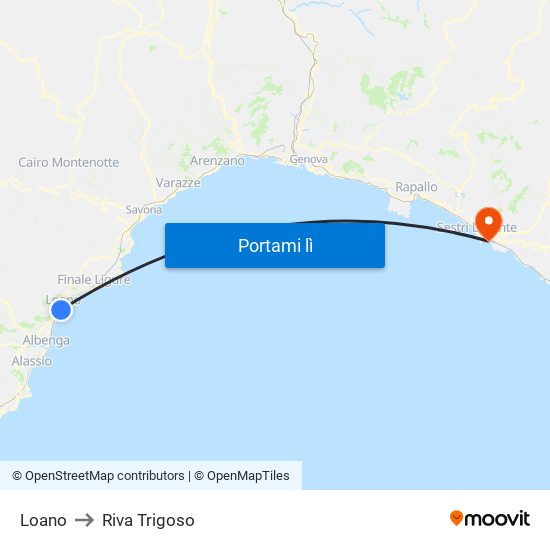 Loano to Riva Trigoso map