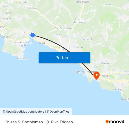 Chiesa S. Bartolomeo to Riva Trigoso map