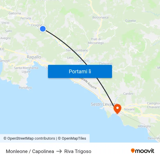 Monleone / Capolinea to Riva Trigoso map