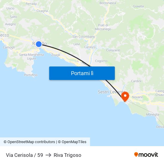 Via Cerisola / 59 to Riva Trigoso map