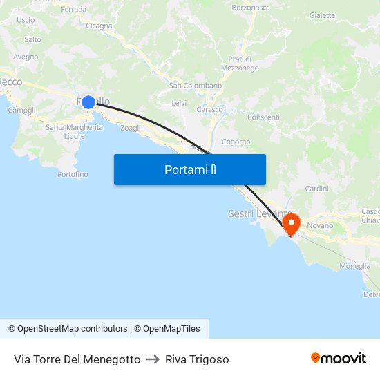 Via Torre Del Menegotto to Riva Trigoso map