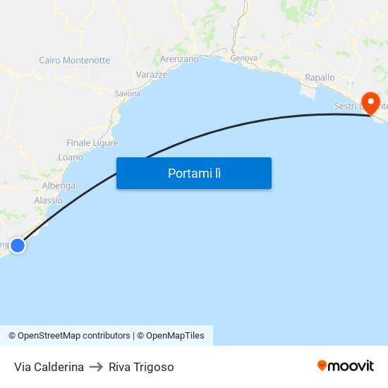 Via Calderina to Riva Trigoso map