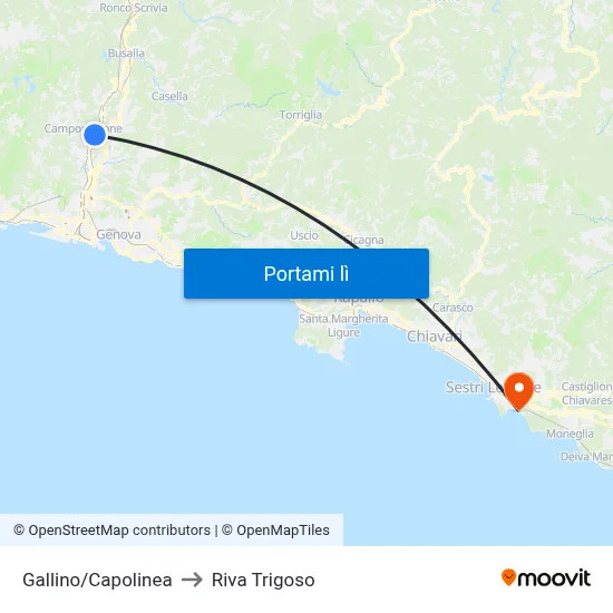 Gallino/Capolinea to Riva Trigoso map