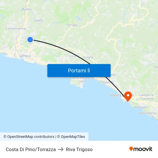 Costa Di Pino/Torrazza to Riva Trigoso map
