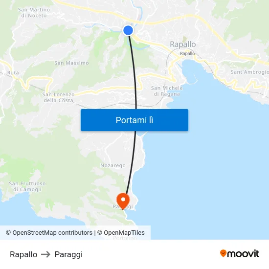Rapallo to Paraggi map