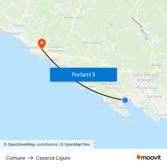 Comune to Casarza Ligure map