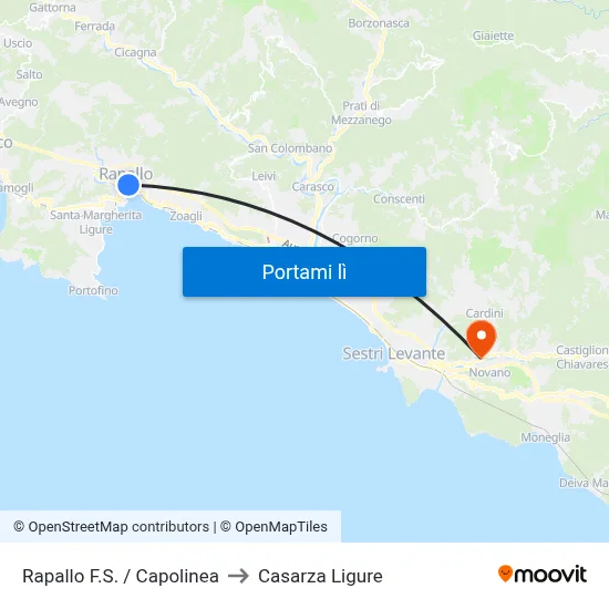 Rapallo F.S. / Capolinea to Casarza Ligure map