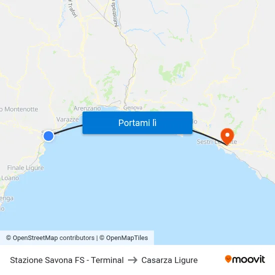 Stazione Savona FS - Terminal to Casarza Ligure map