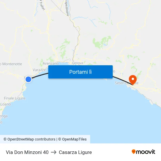Via Don Minzoni 40 to Casarza Ligure map