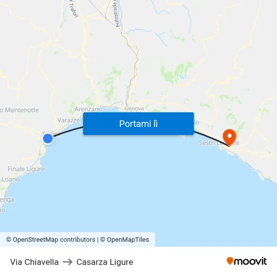 Via Chiavella to Casarza Ligure map