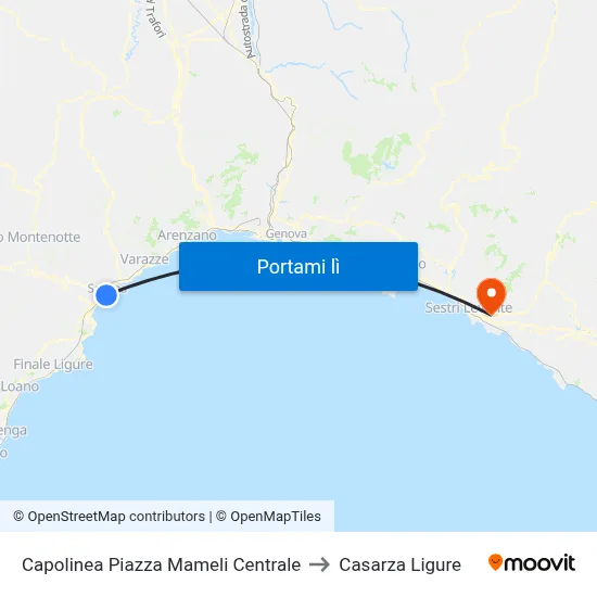 Capolinea Piazza Mameli Centrale to Casarza Ligure map